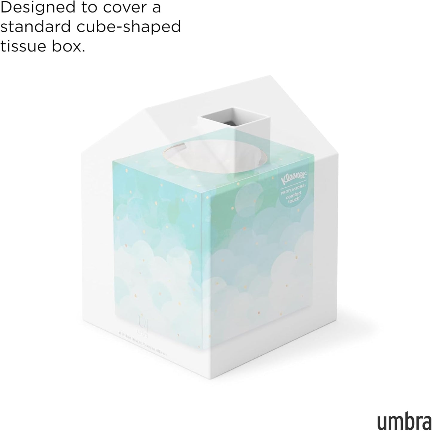 Casa Tissue Box Cover, Adorable House Shaped Square Kleenex Box Holder for Bathroom, Bedroom or Office, White