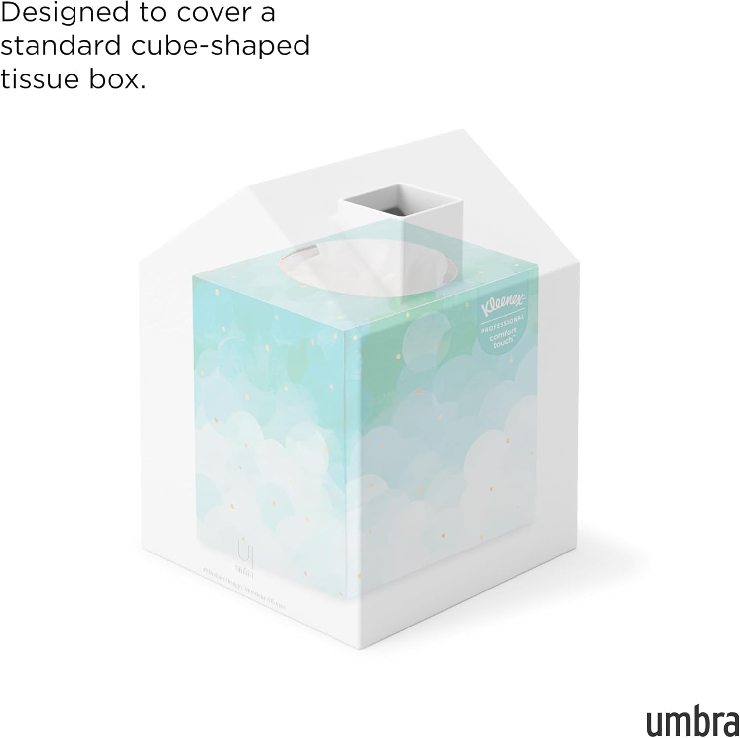 Casa Tissue Box Cover, Adorable House Shaped Square Kleenex Box Holder for Bathroom, Bedroom or Office, White